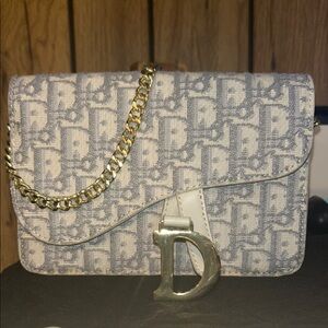 Dior Monogram Crossbody Bag in Gray and Cream